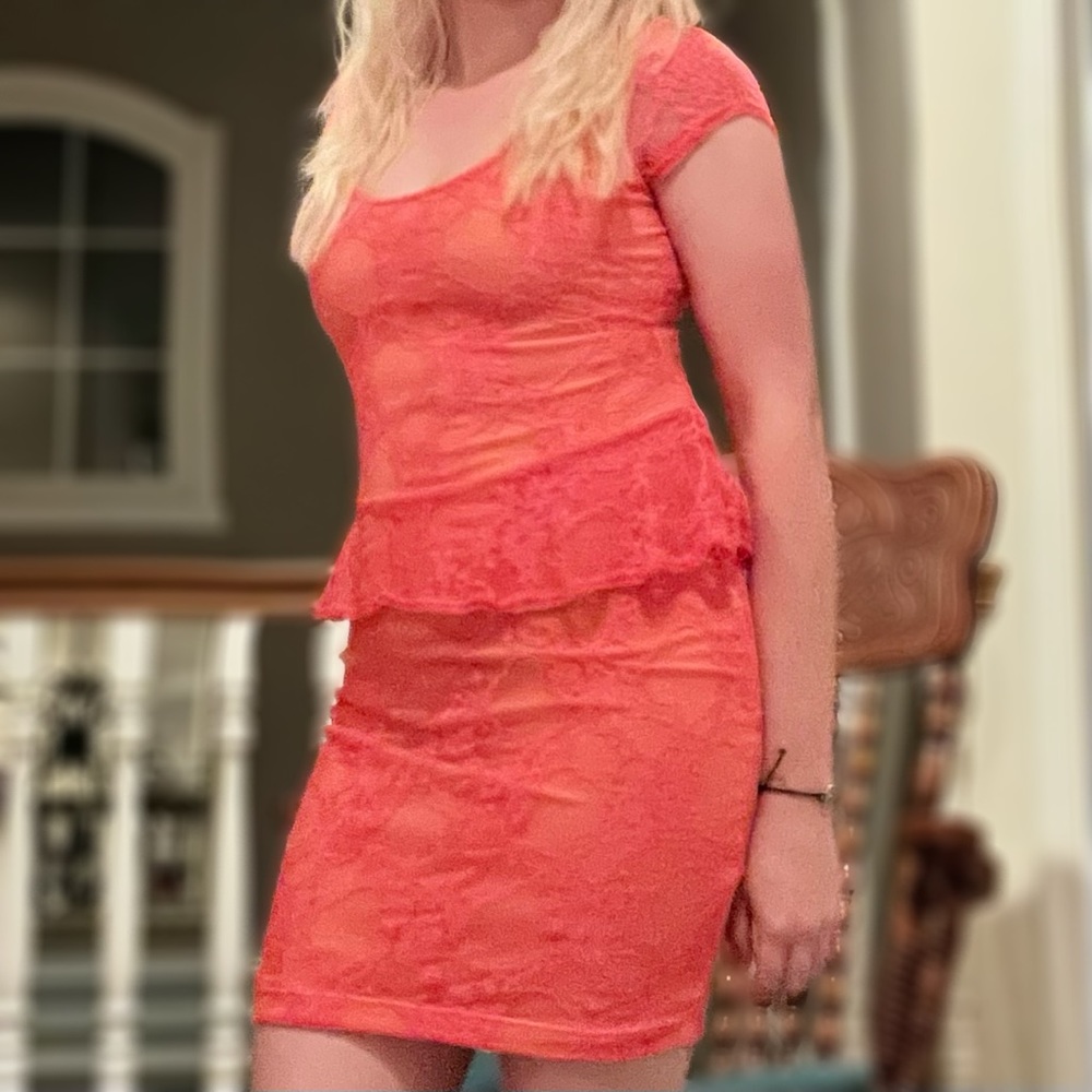 Charlotte Russe neon orange mini dress S